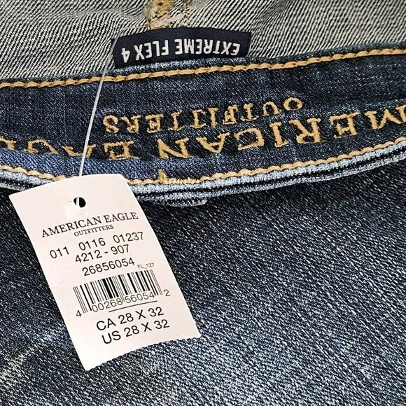 American Eagle Jeans Men 28x32 (30) Blue Distressed Extreme Flex 4 Slim Straight - Picture 11 of 16